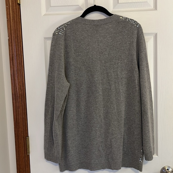 Talbots Gray Wool Blend Cardigan with Silver Sparkly Front - Women’s Size XL - Picture 8 of 11